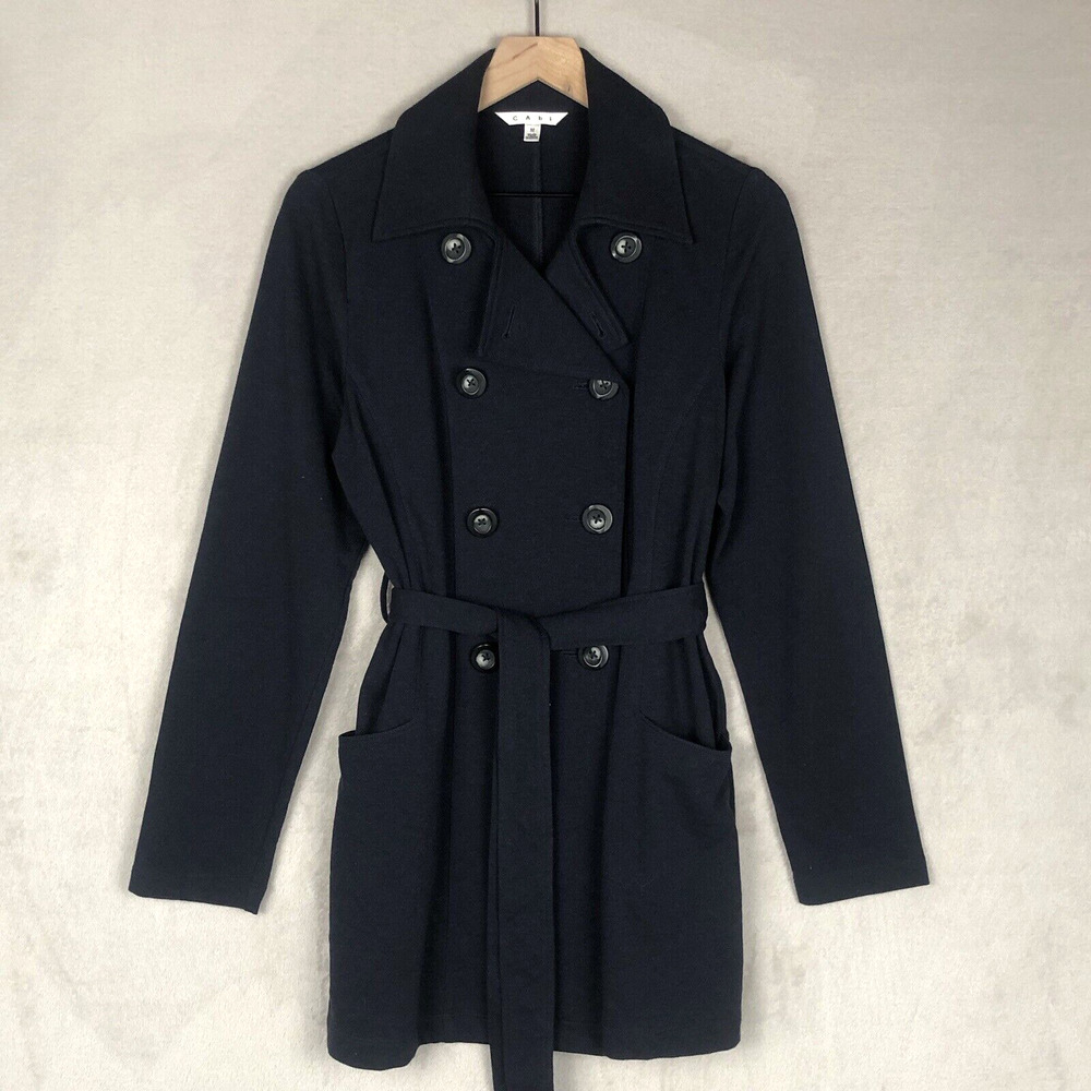 CAbi Black Double-Breasted Belted Trench